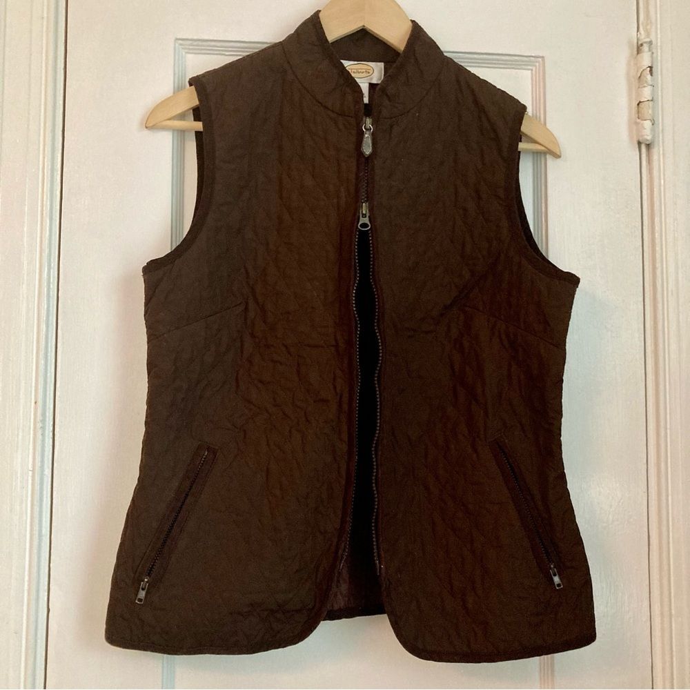 Talbots Quilted Zip-Up Vest Chocolate Brown Women’s Small - Picture 2 of 6